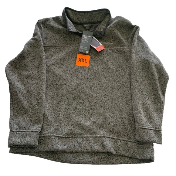 EDDIE BAUER Men's XXL Radiator Fleece Pullover 1/4 Snap Front Sweater CHARCOAL - Picture 1 of 7